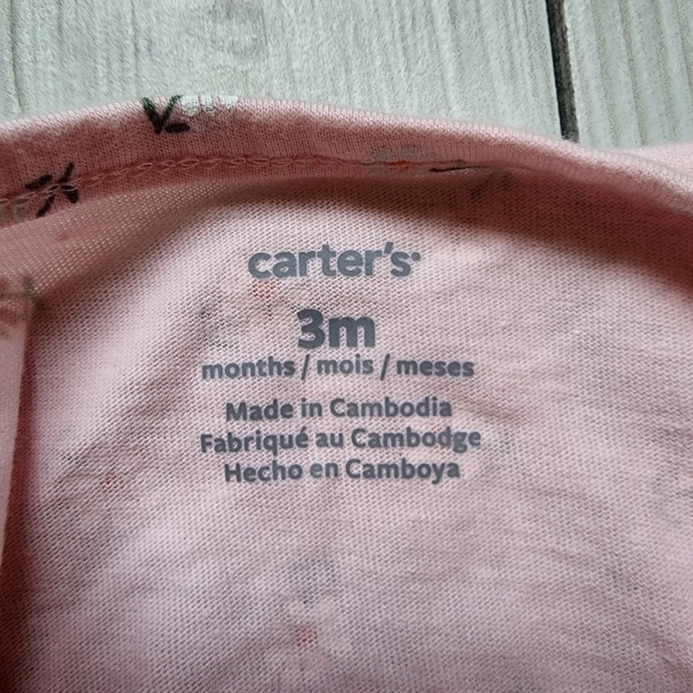 Carter's 2 piece baby outfit pink happy bodysuit with denim pants NWT Size 3 mo - Picture 7 of 16